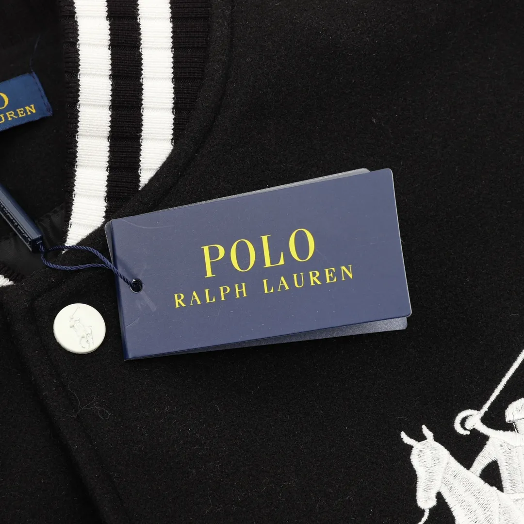 P600 RALPH LAUREN/Ralph Lauren horse logo embroidered patchwork baseball jacket jacket Warm reminder: It is recommended to hand wash or dry clean! ! Size：XS-L